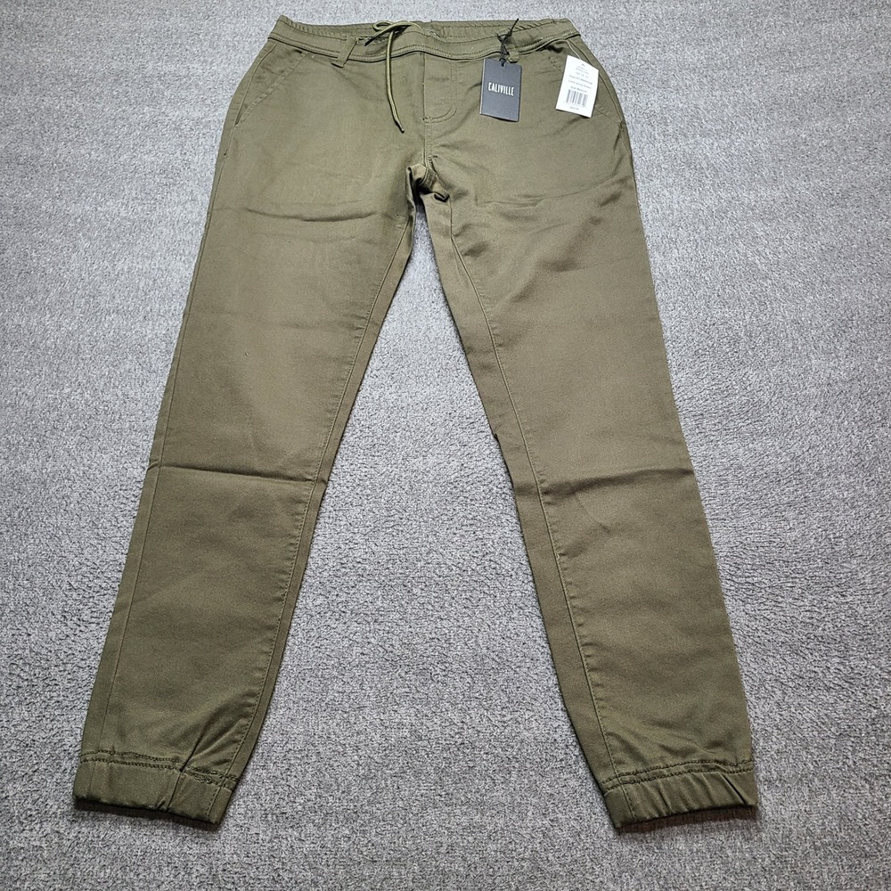 Caliville Jogger Pants Mens Medium Army Green NEW ST-6065AGM Drawstring Twill